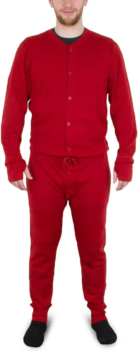 100% Merino Wool Union Suit - Mens Midweight Thermal Base Layer