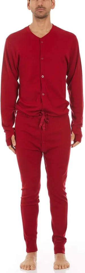 100% Merino Wool Union Suit - Mens Midweight Thermal Base Layer
