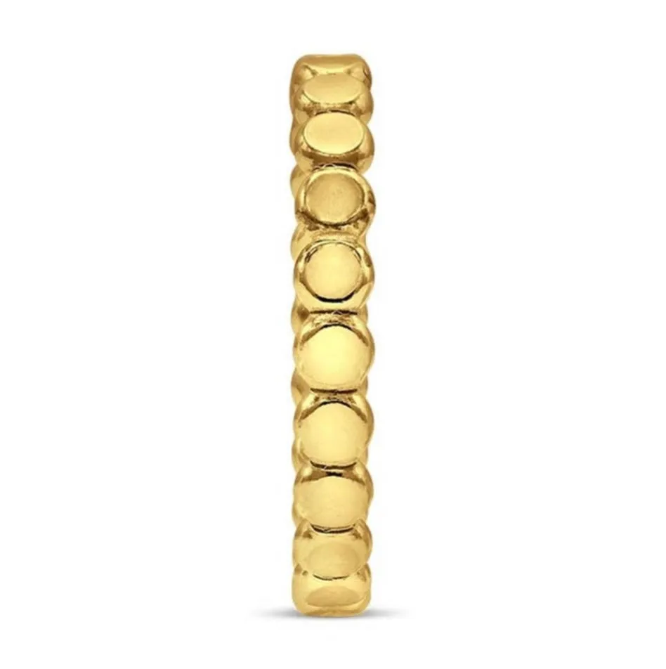 14K Yellow Gold Flat Beaded Ring