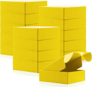 15 Pcs Yellow Cardboard Boxes Shipping Boxes, Recyclable Colored Corrugated Cardboard Box Small Mailing Storage Gift Boxes for Shipping, Mailing, Gifts Packaging, 6x6x2" (Yellow)