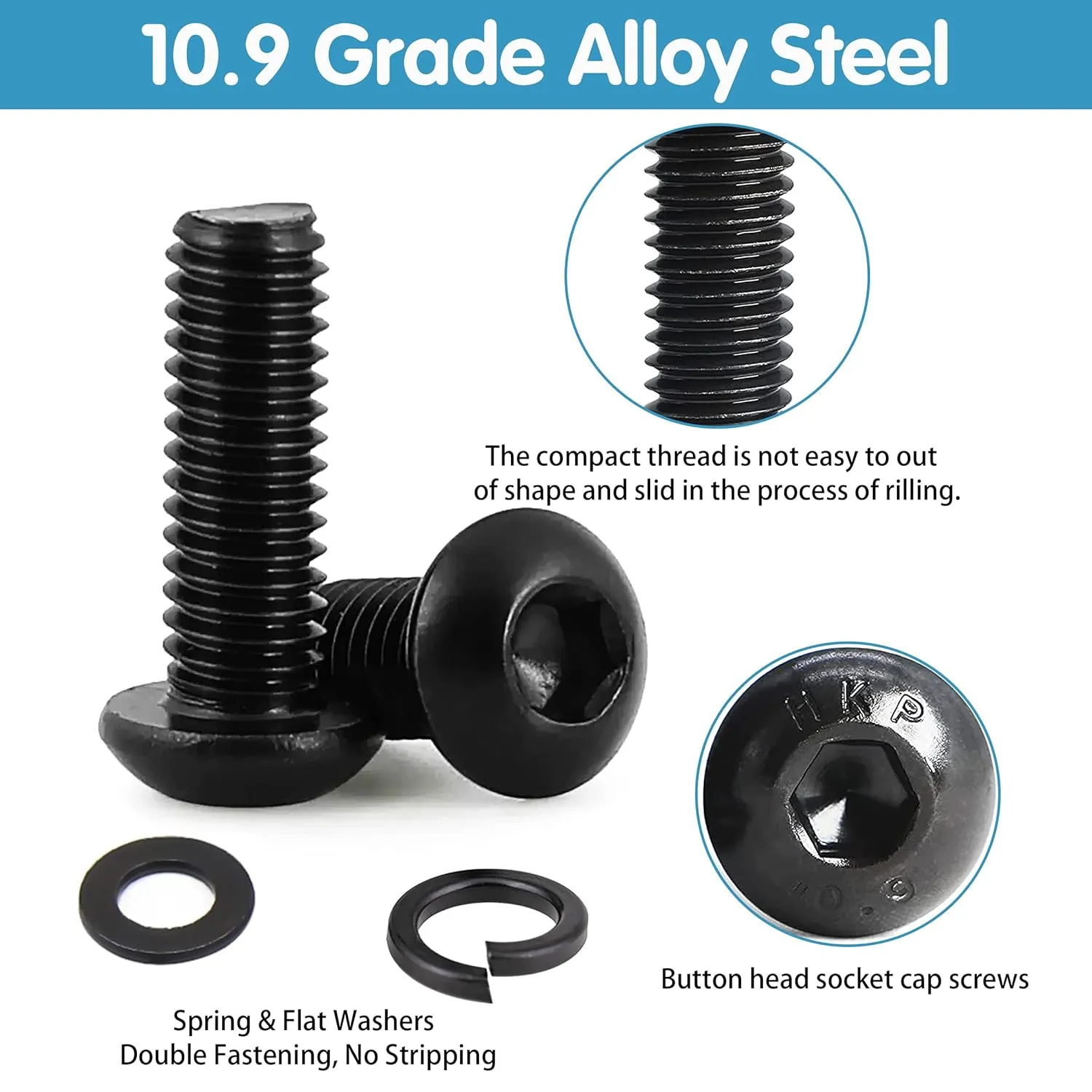 1625PCS Screws Bolts and Nuts Assortment Kit, M2 M3 M4 M5 Nut Bolt Assortment with Lock & Flat Washers, Grade 10.9 Alloy Steel Hex Socket Head Screws Nuts and Bolts Assortment Kit