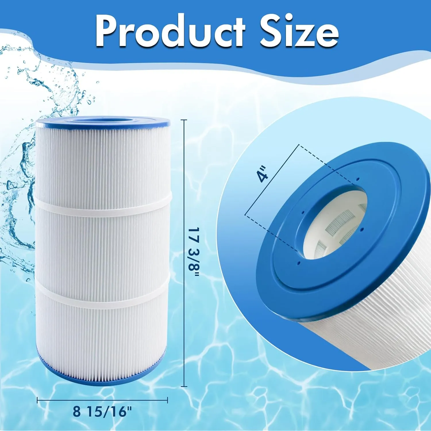 2-Pack PLF90A Pool Filter Cartridges – Replacement for Hayward C900/CX900RE, Pleatco PA90 – 17 3/8" x 8 15/16", 90 Sq.Ft Each, Fits Unicel C-8409, Sta-Rite PXC95 (Ultral-B6, Filbur FC-1292 Compatible)