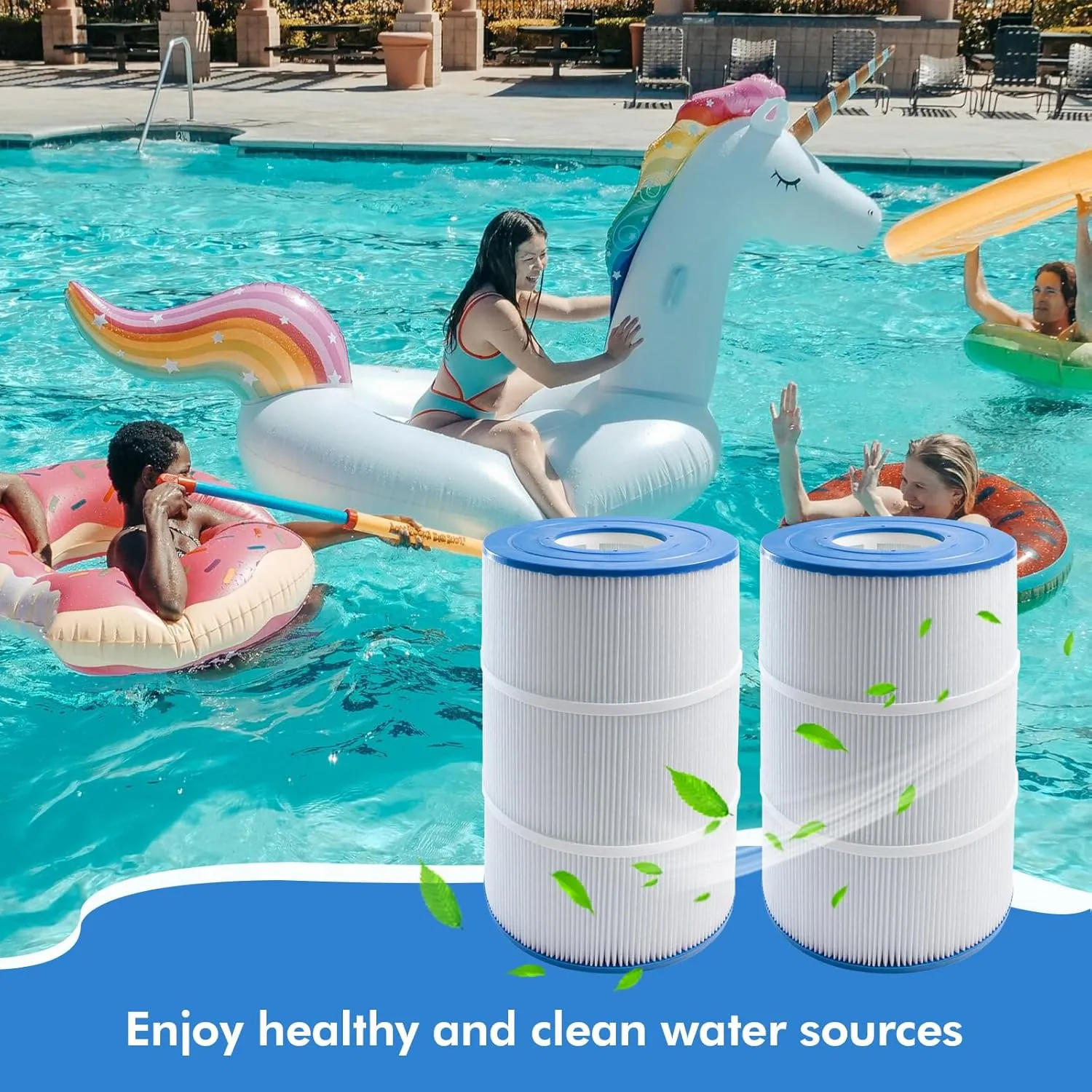 2-Pack PLF90A Pool Filter Cartridges – Replacement for Hayward C900/CX900RE, Pleatco PA90 – 17 3/8" x 8 15/16", 90 Sq.Ft Each, Fits Unicel C-8409, Sta-Rite PXC95 (Ultral-B6, Filbur FC-1292 Compatible)