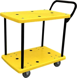 2 Tier Push Cart Dolly with Swivel Wheels, Moving Platform Hand Truck, Multi Flatbed Cart, Utility Platform Cart for Easy Transport and Storage