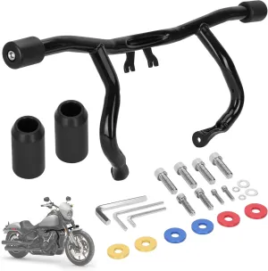 2014-2025 Engine Guard Flat-Out Bar, Black Electra Glide Crash Bar, Front Motorcycle Engine Guard, Compatible with Harley Davidson Touring Street Glide, Road King, Electra Glide, Ultra Limited