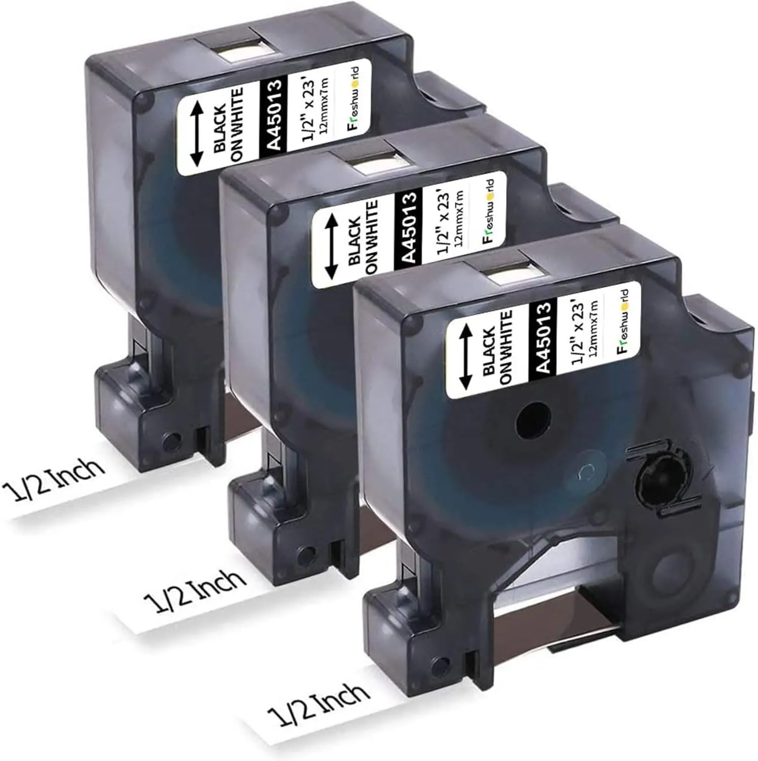 3-Pack Label Maker Tape Compatible DYMO D1 Label Tape 45013 S0720530 Replace for D1 A45013 Refills, Black on White, 1/2 Inch x 23Ft, for DYMO LabelManager 160 420P 210D 280 360D PnP