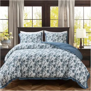 3/4 Pieces Set Floral Duvet Cover Sets V-intage Rustic Style Duvet Cover Set Queen Size Washed Cotton and Linen Bedding,Bed Set (B Twin)