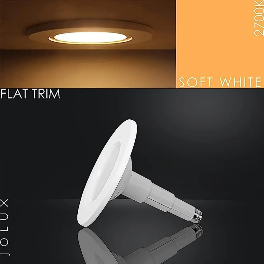 5/6''Adjustable Height LED Can Lights Retrofit Recessed Lighting 6 Pack,800 lm 2700K Soft White,12=60W,Dimmable,ETL Damp Rated,E26 Base,Flat Trim,Easy Retrofit Downlight Installation.