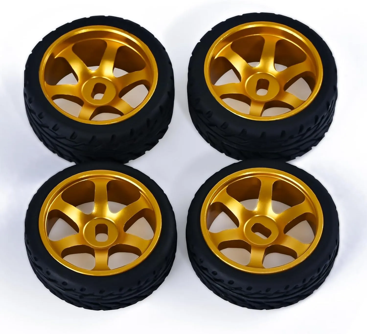 6 Spoke Wheel Rims & Rc Car Speed Tires for 1/28 RC Hobby Model Car, [2*Narrow 2*Wide] 4 Pcs 20mm Aluminum Alloy Rims with Tires for Wltoys K969 K989 P929 AWD XRX AMZ WL DRZ GLA BZ