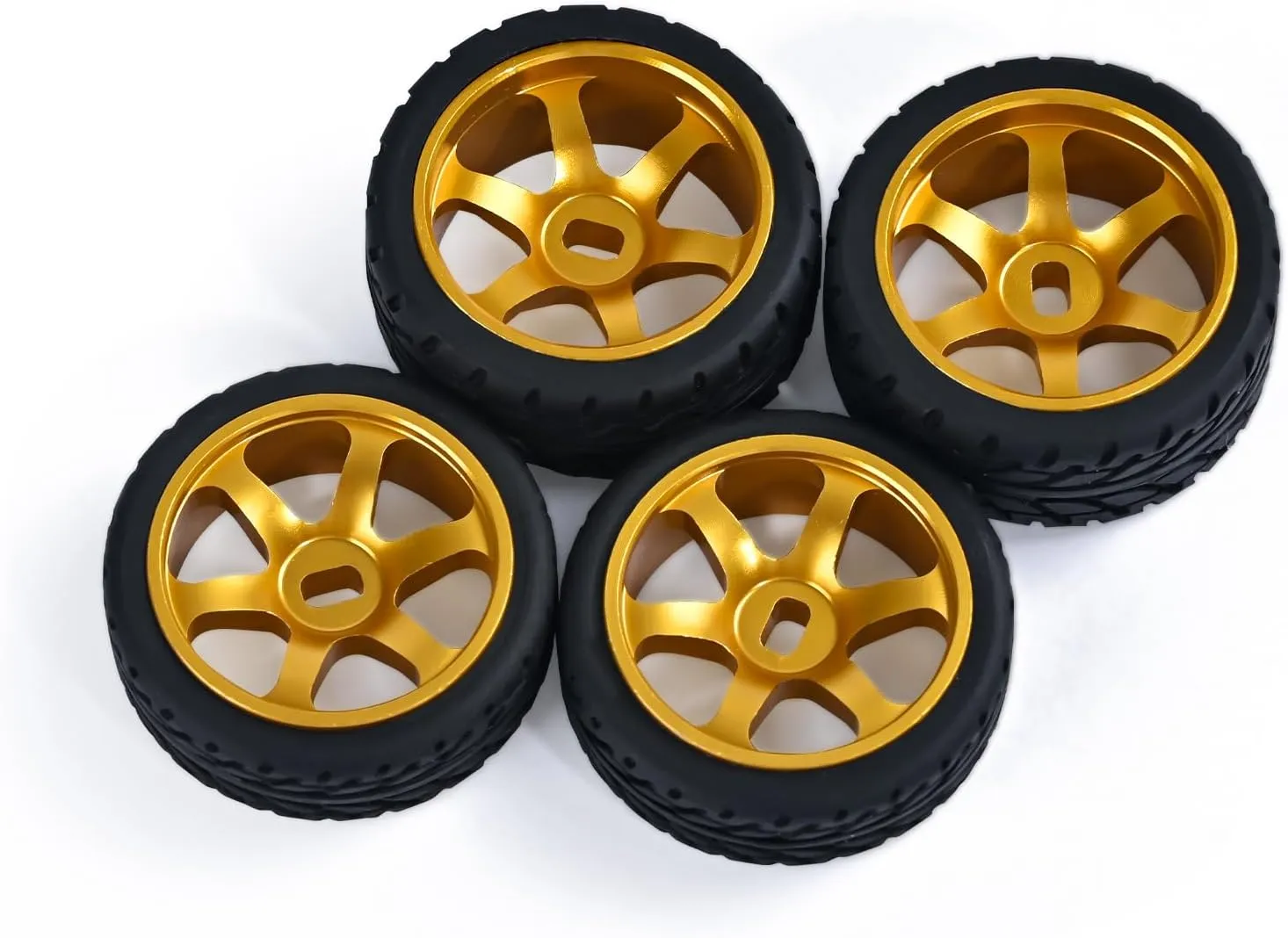 6 Spoke Wheel Rims & Rc Car Speed Tires for 1/28 RC Hobby Model Car, [2*Narrow 2*Wide] 4 Pcs 20mm Aluminum Alloy Rims with Tires for Wltoys K969 K989 P929 AWD XRX AMZ WL DRZ GLA BZ