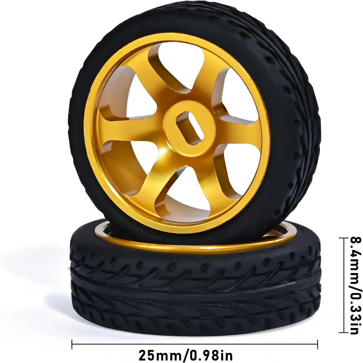 6 Spoke Wheel Rims & Rc Car Speed Tires for 1/28 RC Hobby Model Car, [2*Narrow 2*Wide] 4 Pcs 20mm Aluminum Alloy Rims with Tires for Wltoys K969 K989 P929 AWD XRX AMZ WL DRZ GLA BZ