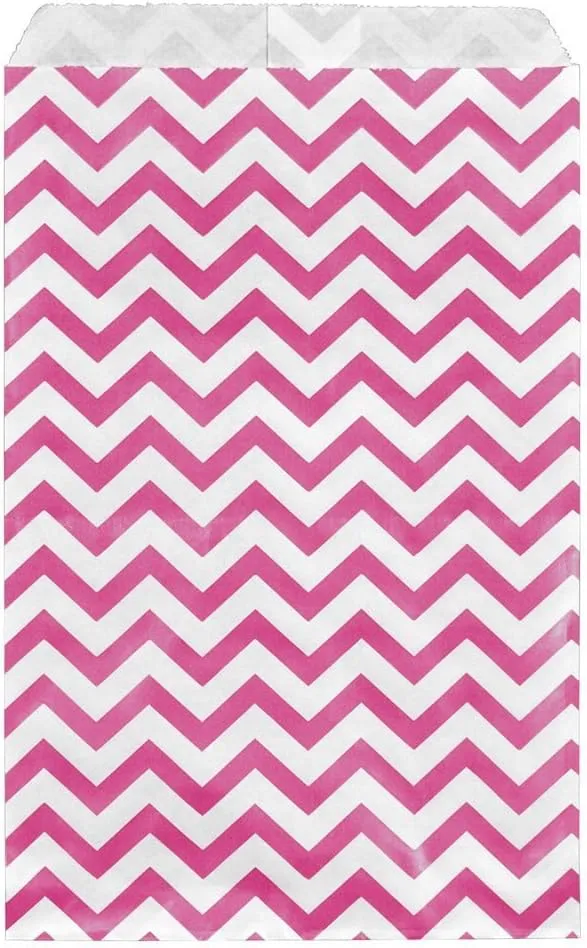 888 Display - 200 pcs of 4" x 6" Pink Chevron Paper Gift Bags Shopping Sales Flat Bags