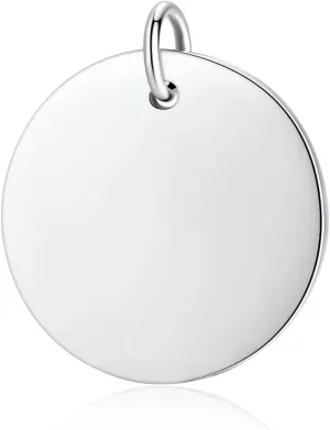 925 Sterling Silver Flat Blank Round Pendants Stamping Tags Engravable Coin Disc Plate Gold Charms for Necklace Bracelet Jewelry DIY