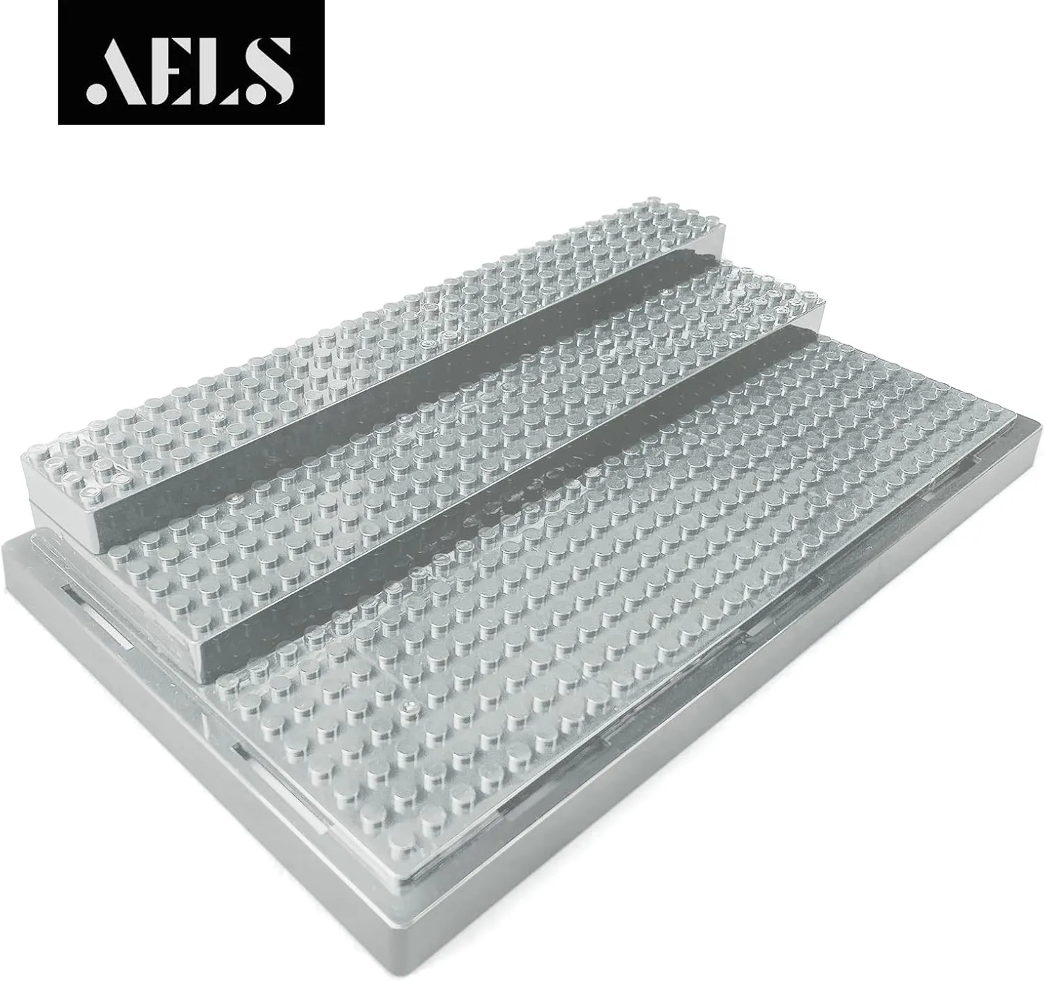 AELS 3-Level Acrylic Display Case, Set of 2, Dustproof Showcase for Collection Bricks Blocks Toys Models Minifigures Building, Clear, Removable, Gray