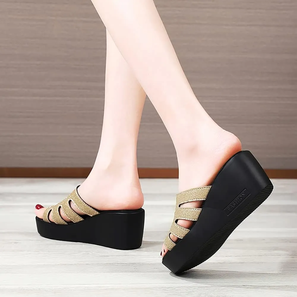 ailishabroy Women Slip on Espadrille Sandals Wedges Slides Sandals Flatform Open Toe