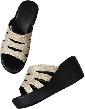ailishabroy Women Slip on Espadrille Sandals Wedges Slides Sandals Flatform Open Toe