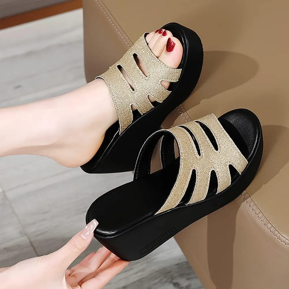 ailishabroy Women Slip on Espadrille Sandals Wedges Slides Sandals Flatform Open Toe