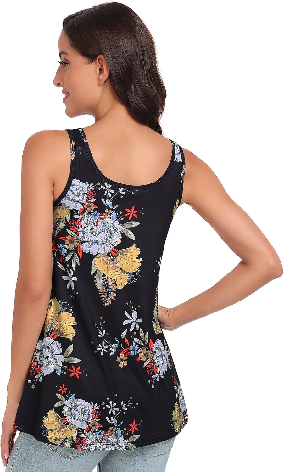 Air Curvey Tank Tops for Women Build in Bra Casual Flowy Tank Pleated Loose Fit S-XXXXL