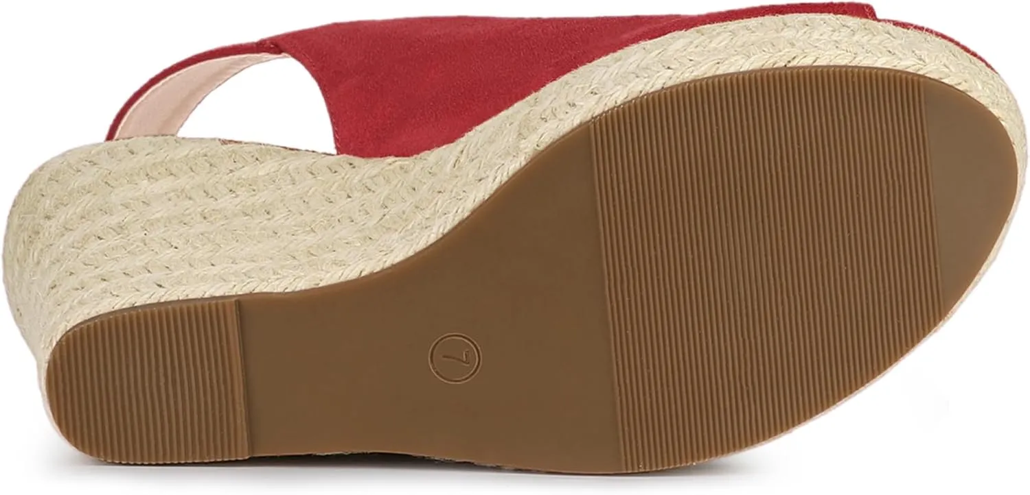 Allegra K Women's Espadrille Platform Heeled Wedges Sandals