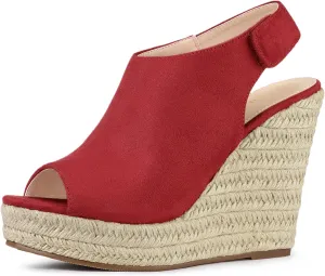 Allegra K Women's Espadrille Platform Heeled Wedges Sandals