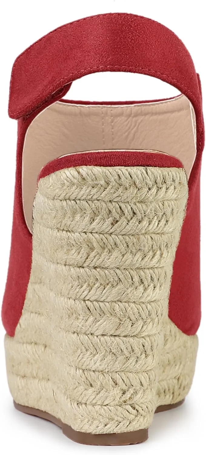 Allegra K Women's Espadrille Platform Heeled Wedges Sandals