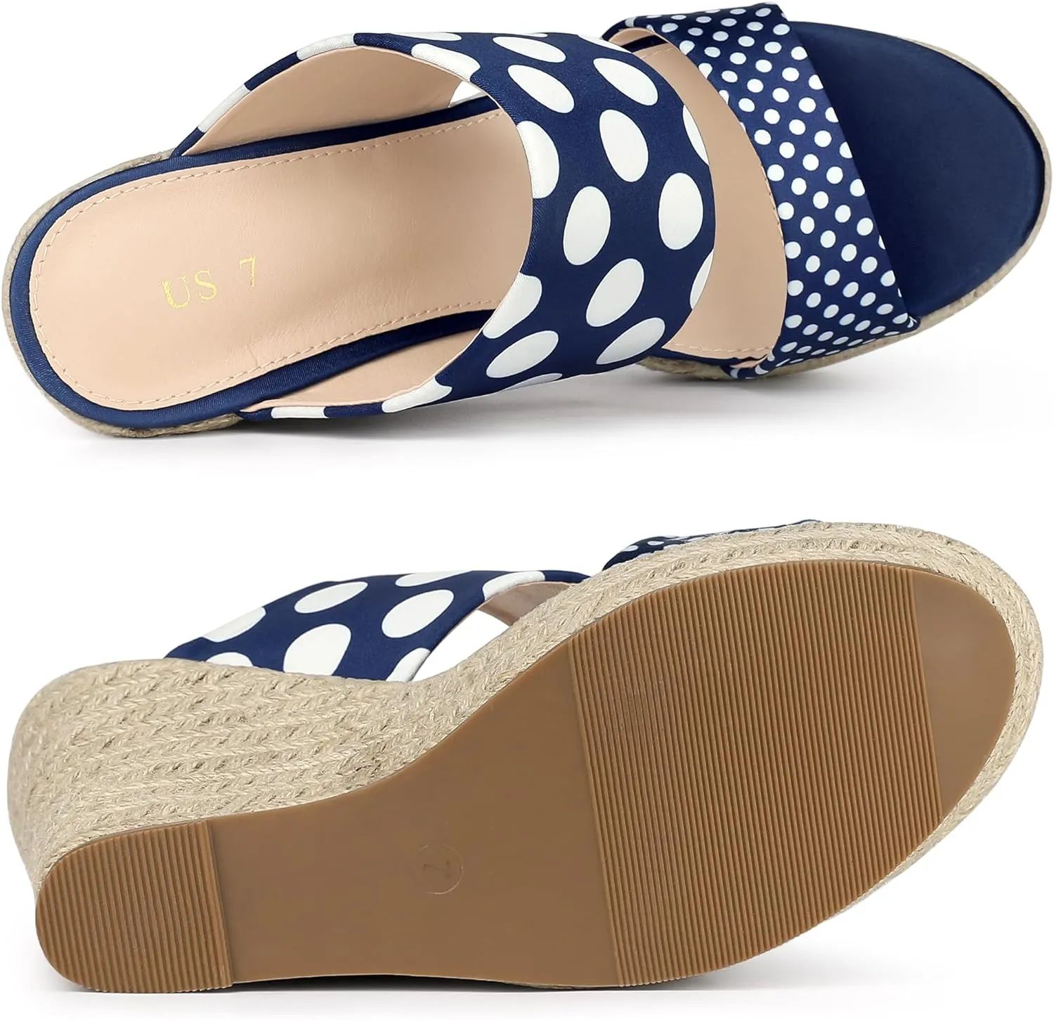 Allegra K Women's Platform Polka Dots Heel Espadrille Wedge Sandals