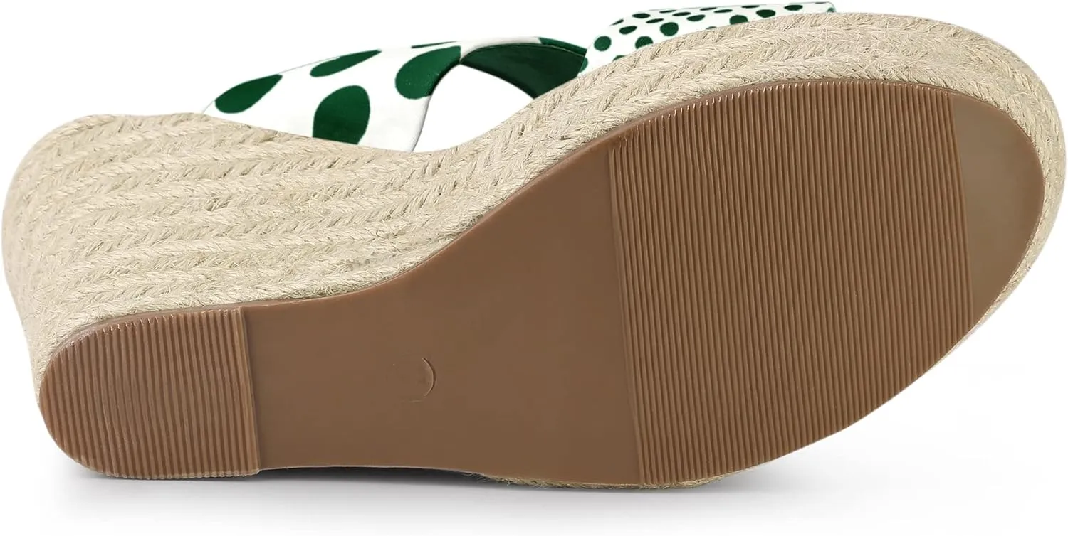 Allegra K Women's Platform Polka Dots Heel Espadrille Wedge Sandals