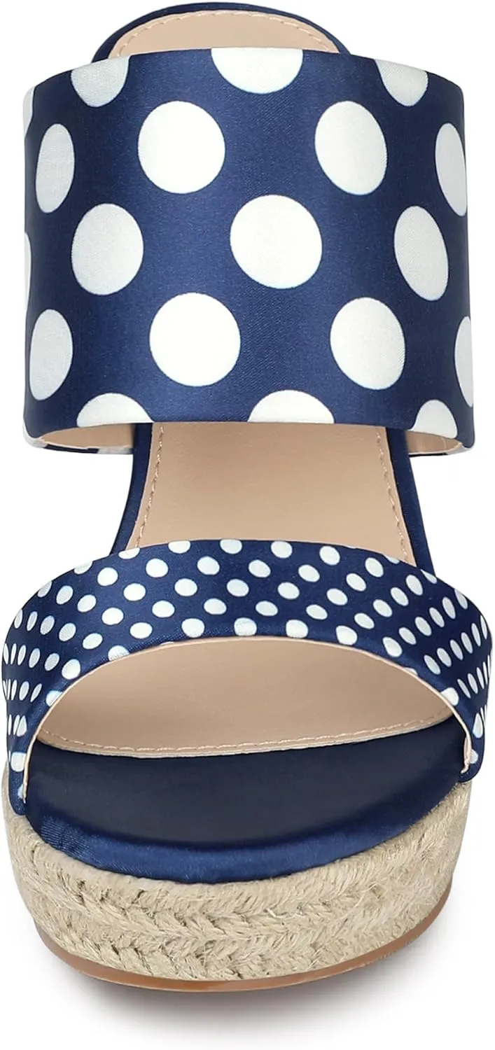 Allegra K Women's Platform Polka Dots Heel Espadrille Wedge Sandals