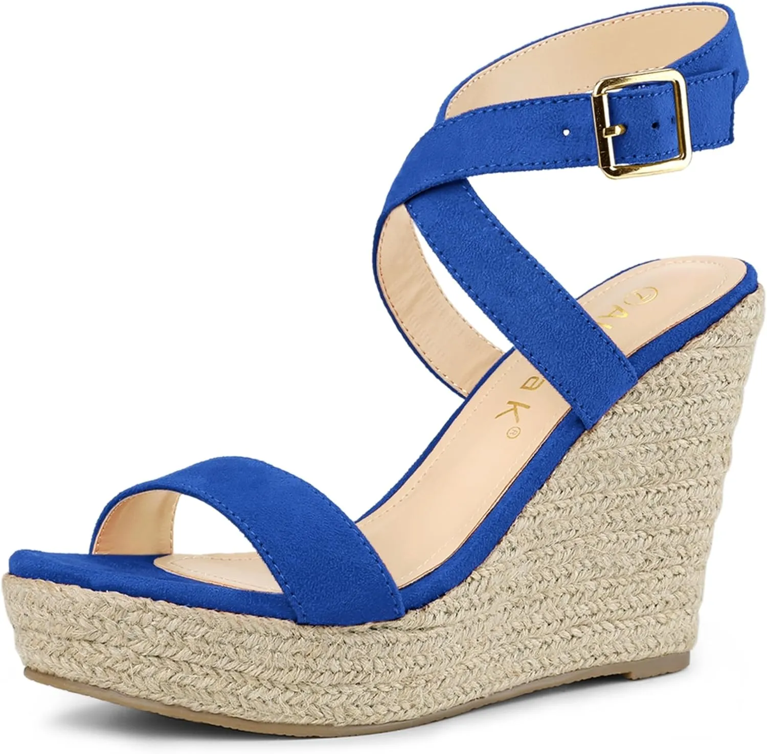 Allegra K Women's Slingback Crisscross Espadrille Wedges Heel Sandals