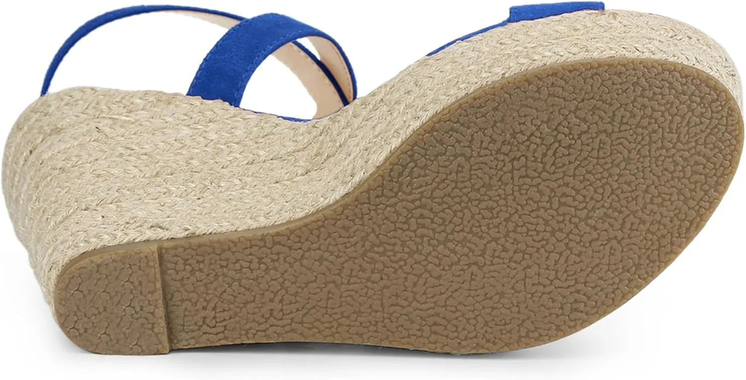 Allegra K Women's Slingback Crisscross Espadrille Wedges Heel Sandals