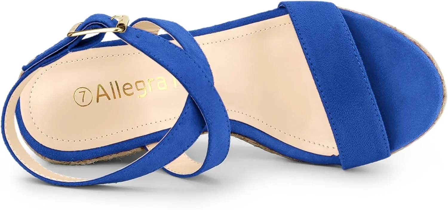 Allegra K Women's Slingback Crisscross Espadrille Wedges Heel Sandals