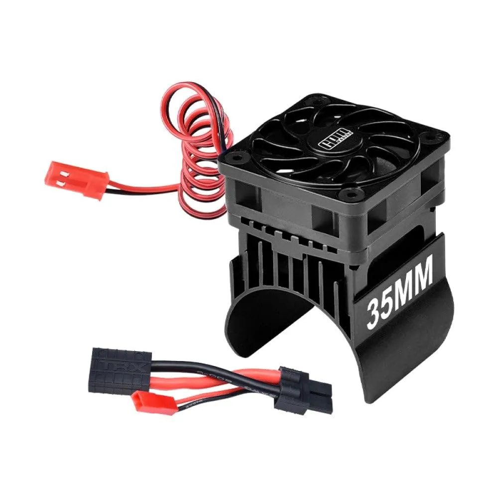 Aluminum 6061-T6 Alloy Cooling Fan with 35mm Motor Heatsink for Traxxas 1:16 Mini Maxx 4WD 107154-1 / Mini XRT VXL-3S 108076-1 Monster Truck Upgrades - Black