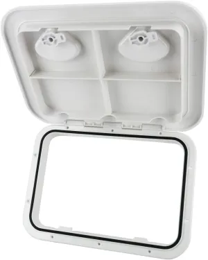 Amarine Boat Deck Hatch - 17-1/4"x12-3/8, 180 Lid Hinge, Non-Slip Surface, Sturdy Construction, Weatherproof & Easy to Install, White