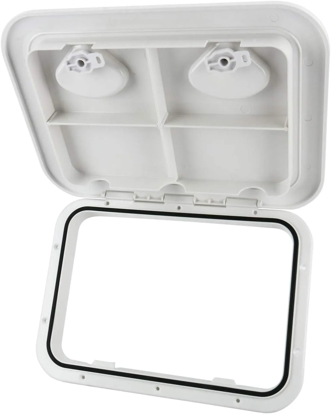 Amarine Boat Deck Hatch - 17-1/4"x12-3/8, 180 Lid Hinge, Non-Slip Surface, Sturdy Construction, Weatherproof & Easy to Install, White