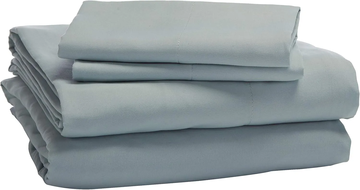 Amazon Basics 10-Piece Bed-in-a-Bag - Soft, Easy-Wash Microfiber - Full/Queen, Sea Foam Medallion, Floral