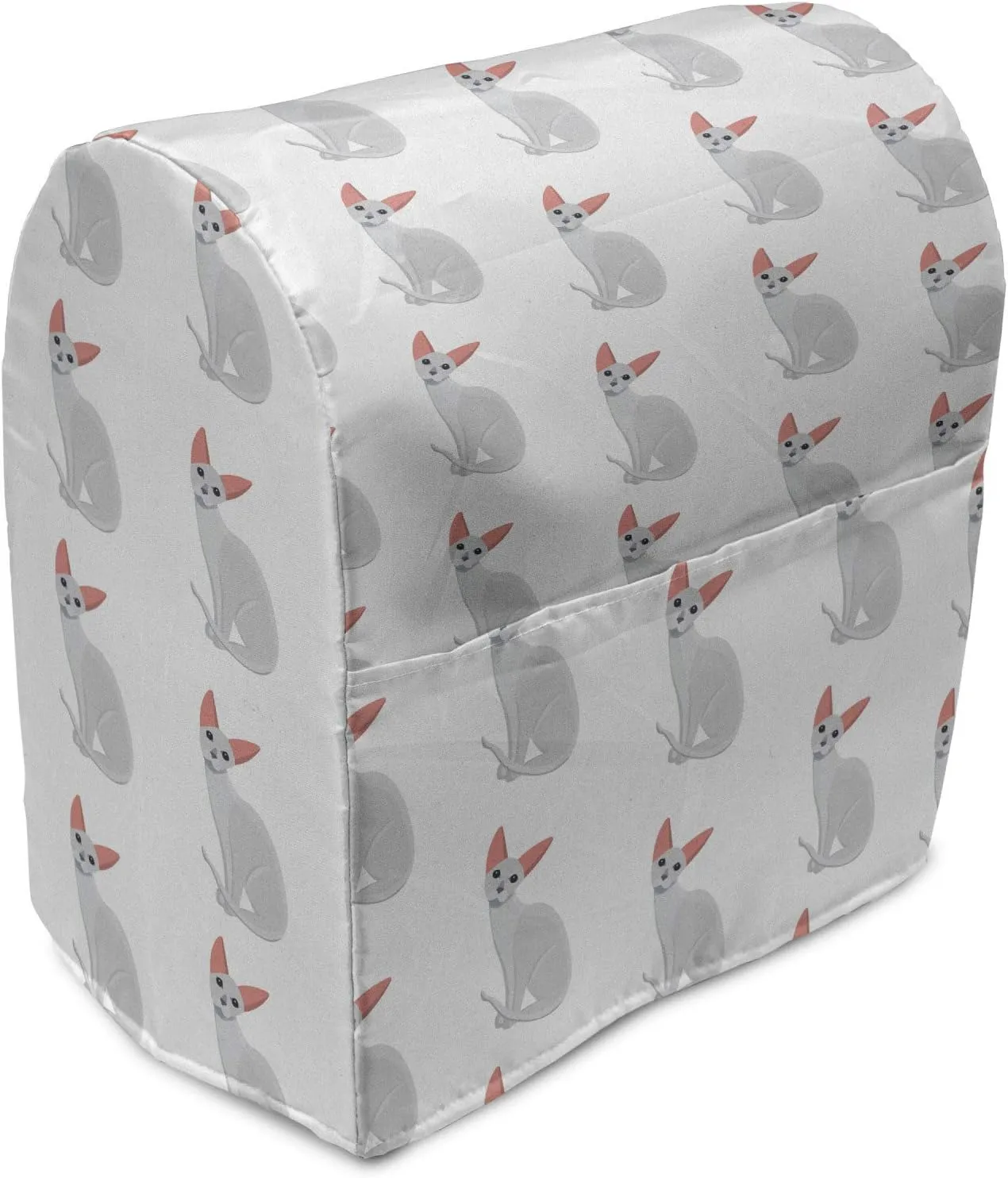 Ambesonne Kittens Stand Mixer Cover, Simple Drawn Animal Cartoon Cats Repetition on Plain Background, Kitchen Appliance Organizer Bag Cover with a Pocket, 6-8 Quarts, Pale Purpleblue Coral