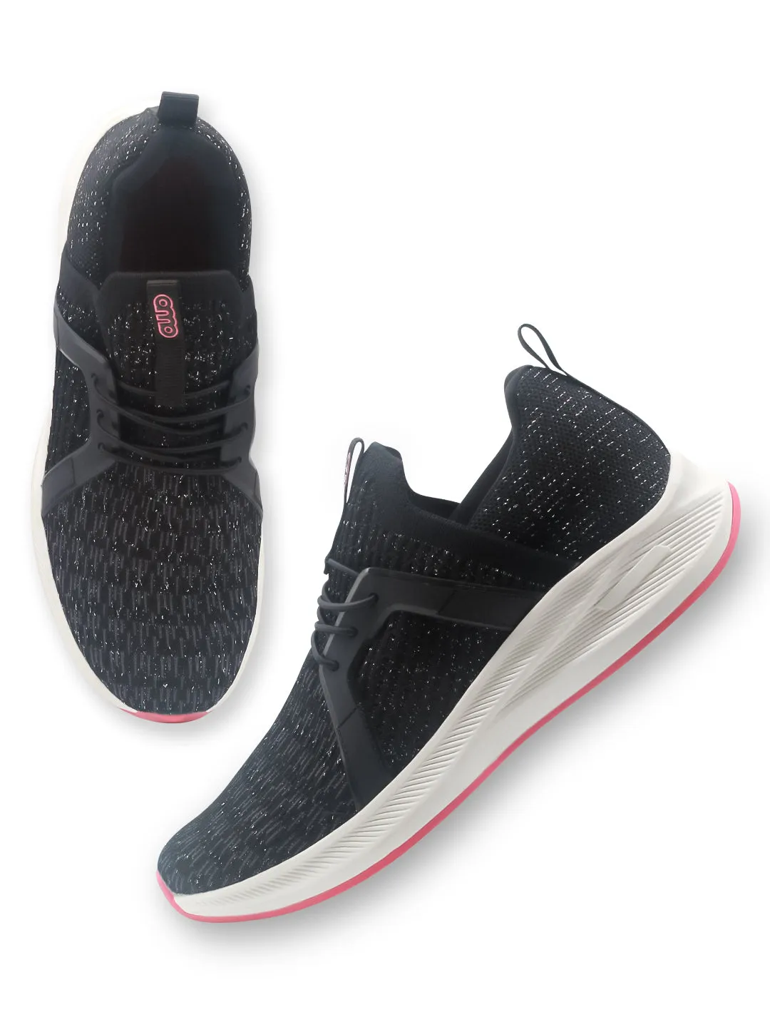 Amp Women’s Knitted Lace-Up Sneakers AW033-Black