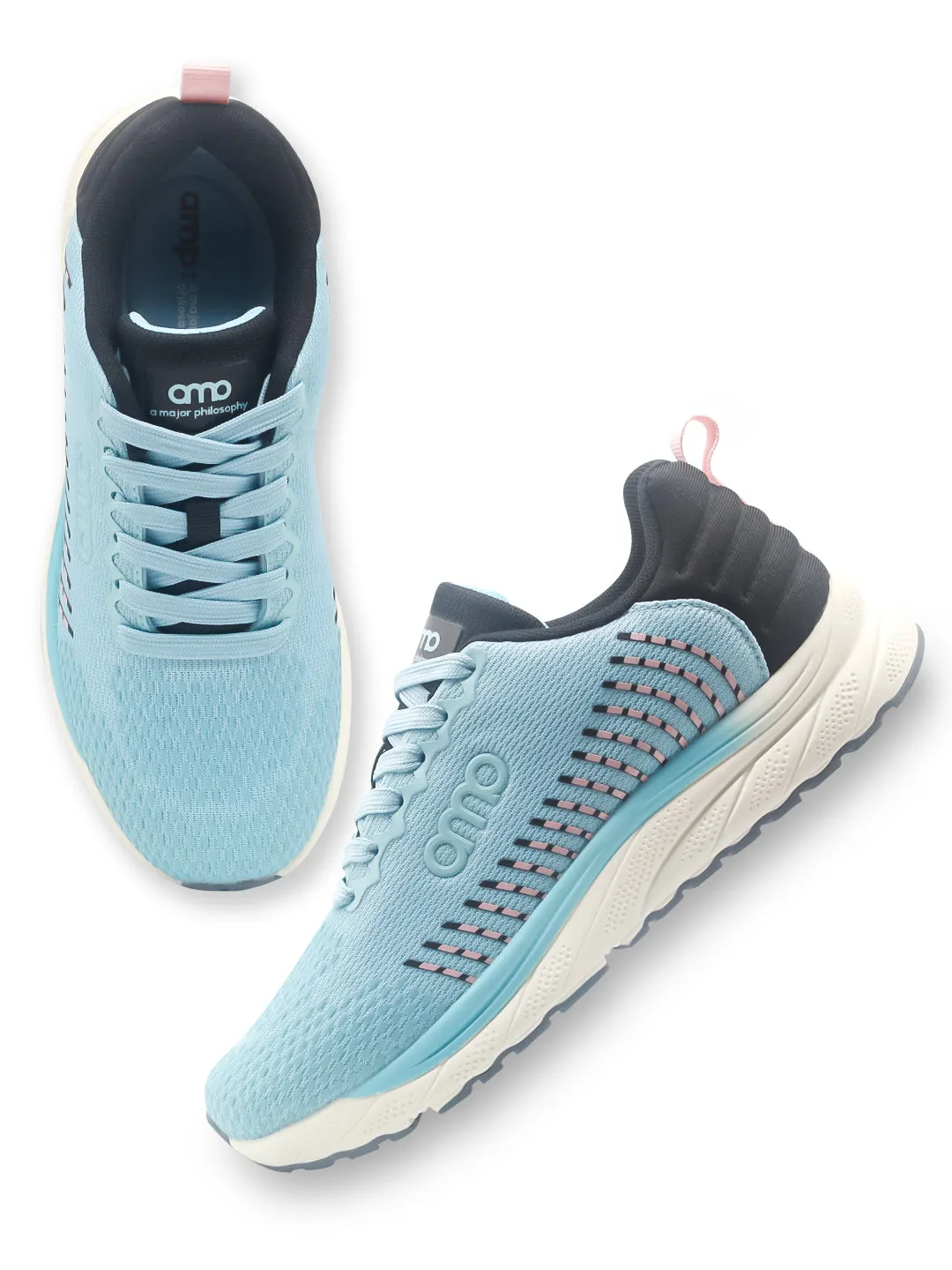 Amp Women’s Knitted Lace-Up Sneakers AW041-BLUE