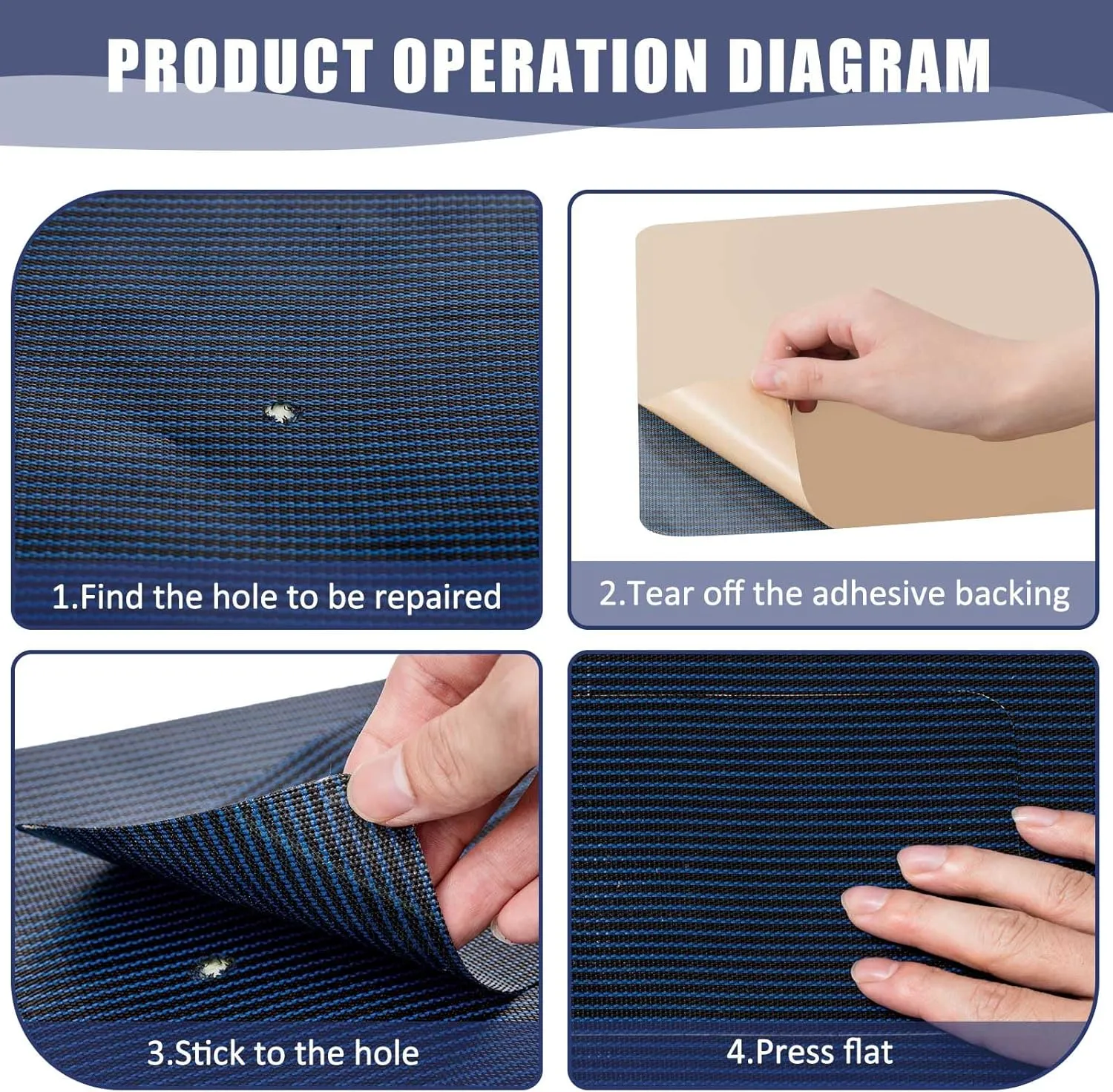 Amylove Pool Safety Cover Patch Kit Swimming Pool Patch Repair Kit Self Adhesive Mesh for Inground Safety Cover, 12 x 8 Inch, 4 x 8 Inch(Navy)