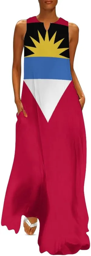 Antigua and Barbuda Flag Women Casual Fashion Print Dresses for Women Summer Top M