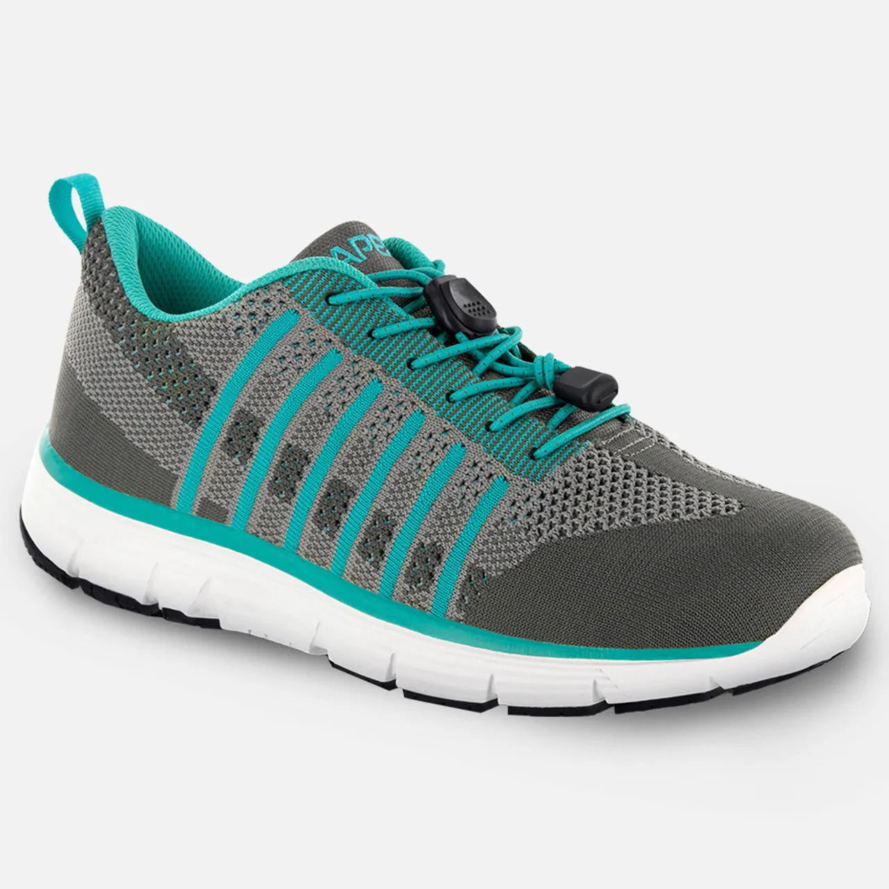 Apexfoot Women's Knit Active Shoe Breeze - Grey- X-Wide (2E)