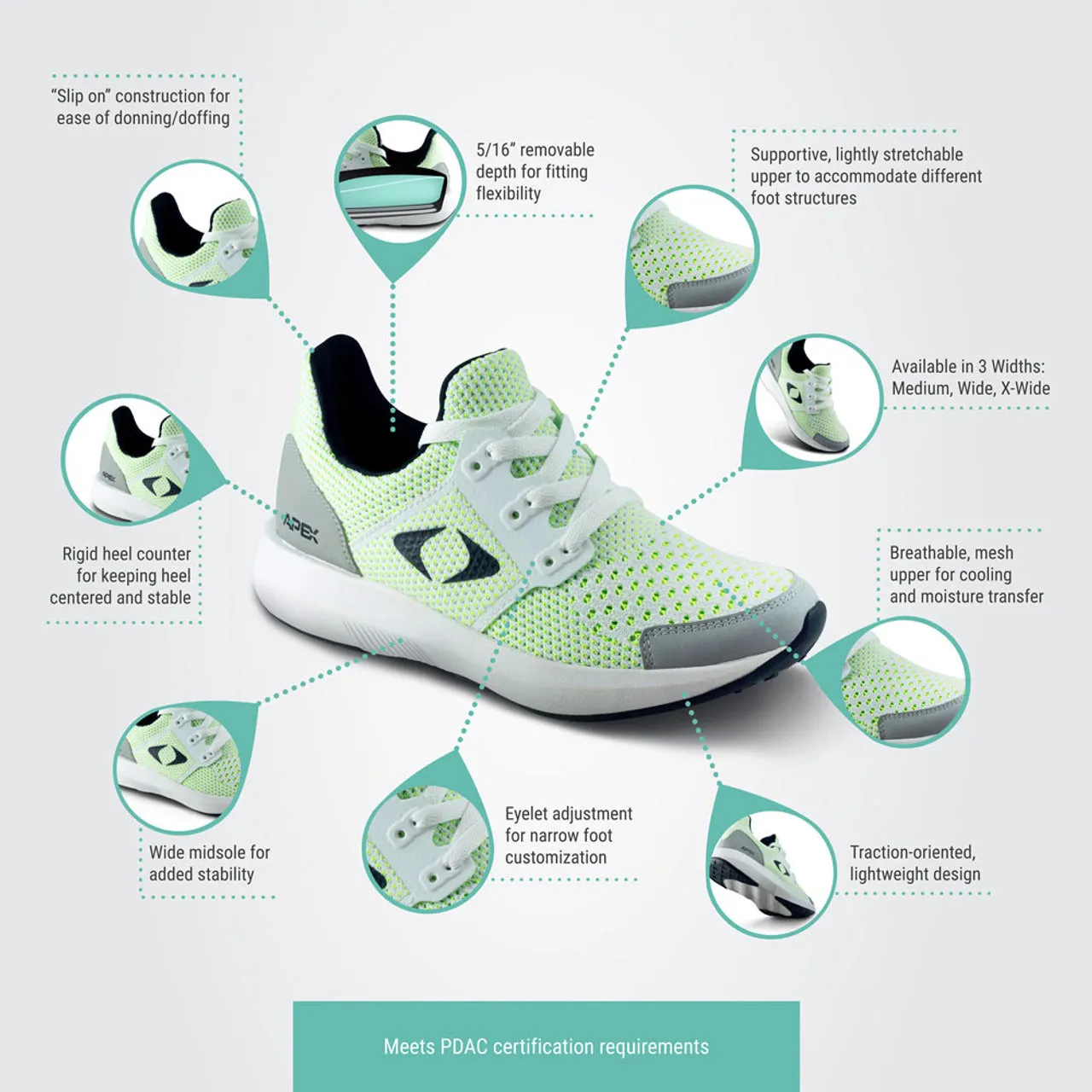 Apexfoot Women's Performance Athletic Sneaker - Mint -  Medium (B)