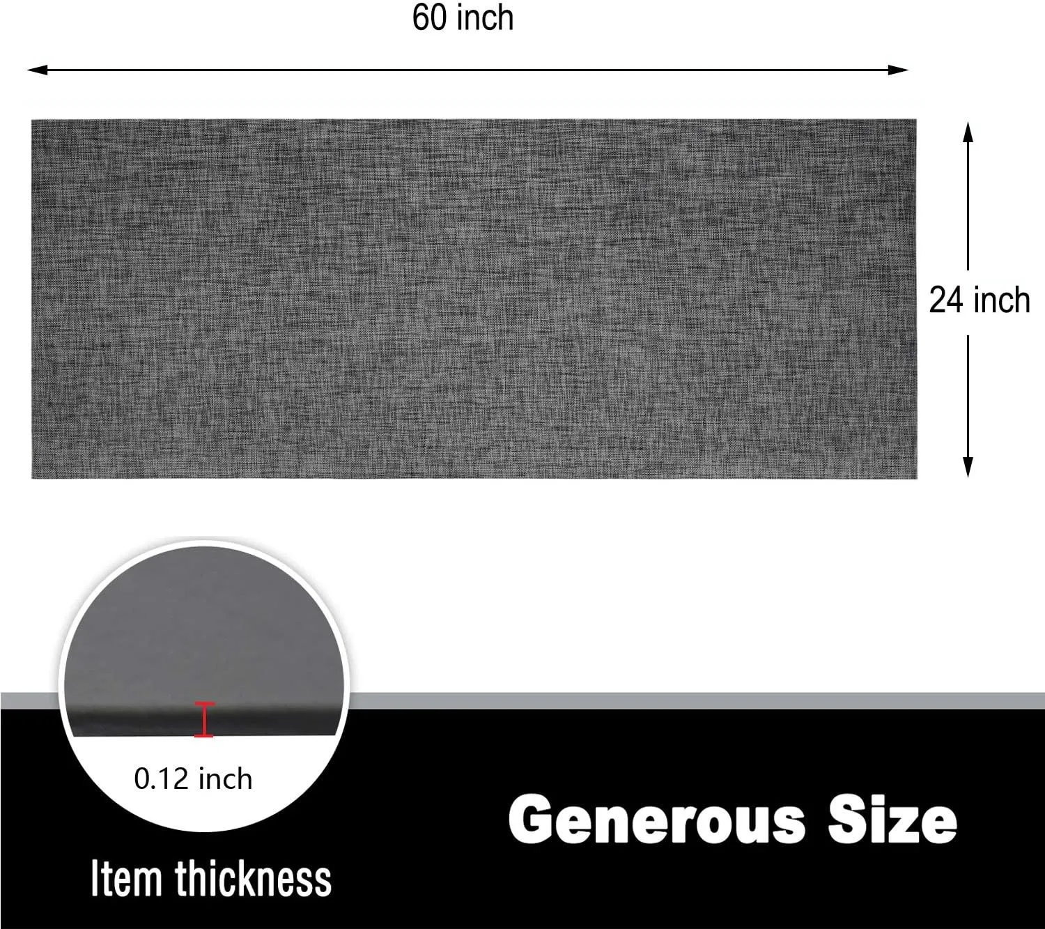 Area Kitchen Rugs Runner for Hallway Laundry Room 24X60X0.12 Inch Indoor/Outdoor Floor Comfort Mats Stain Resistant Non Slip Waterproof Easy Cleaning Rolled Packed