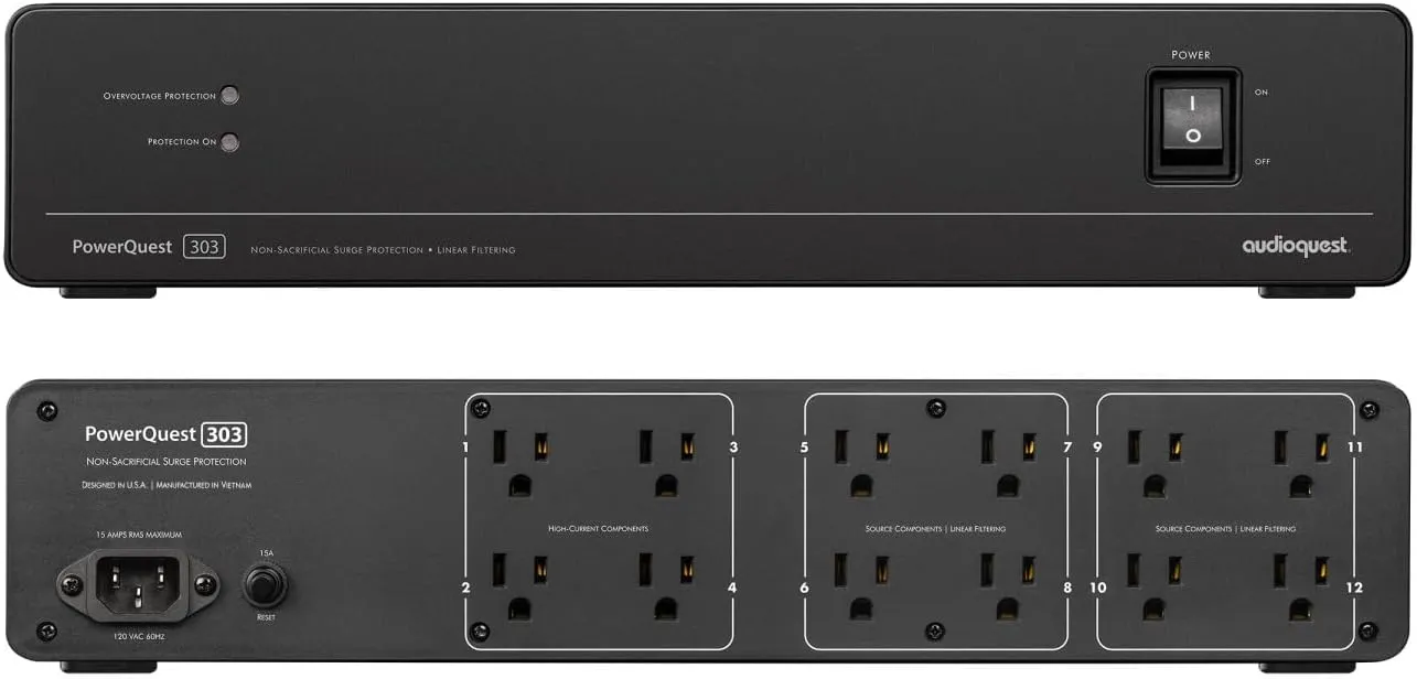 AudioQuest PowerQuest 303 12-Outlet Power Conditioner & Non-Sacrificial Surge Protector - North America