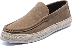 AUNTHUI Men's Slip-On Espadrille Loafers,Fashion Breathable Handmade Straw Moccasins,Non-Slip Comfortable Casual Walking Driving Flat Sneakers