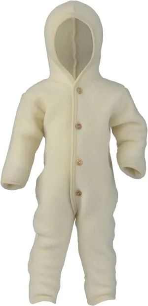 Baby Fleece Bunting: Thermal Footed Coverall Romper with Hood for Toddlers, Organic Merino Wool