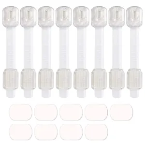 Baby Safety Locks - Maveek 8 Pack Child Proofing Lock For Drawers Doors Cupboard Dresser Door Closet Toilet Seat Oven Refrigerator, Adjustable Transparent Latches, 9 Pcs Extra Adhesive Pads