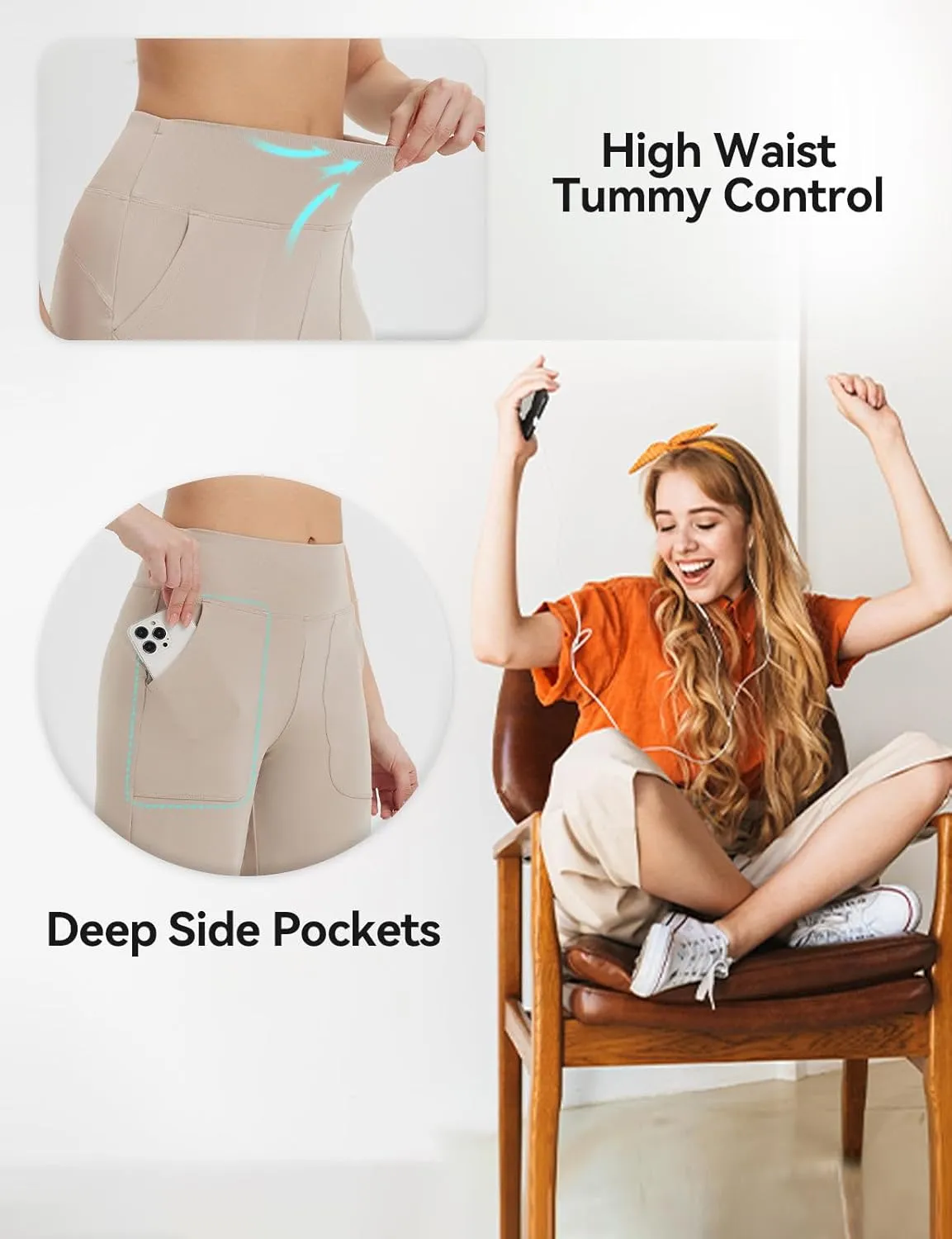 baleaf Capris Pants for Women Yoga Capri Leggings with Pockets Loose High Waist Crop Workout Pants Wide Leg Casual Summer