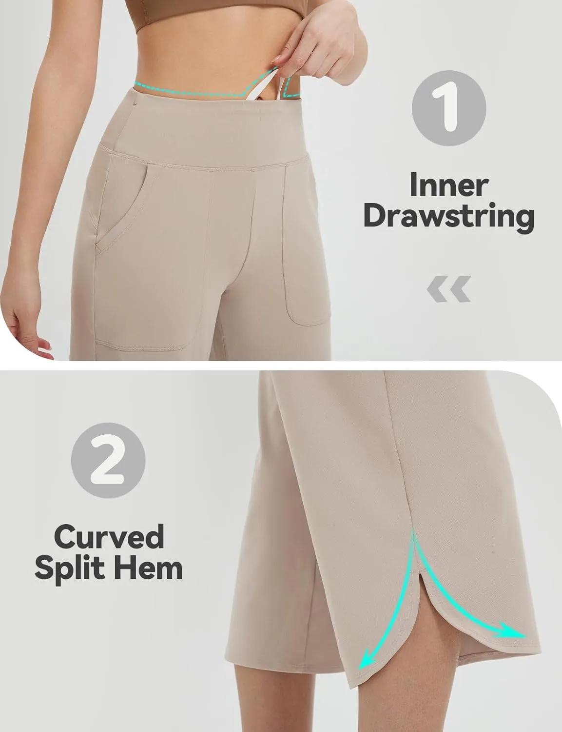 baleaf Capris Pants for Women Yoga Capri Leggings with Pockets Loose High Waist Crop Workout Pants Wide Leg Casual Summer