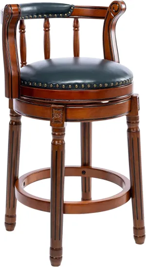 Bar Stools Modern Swivel Barstools,Kitchen Counter Genuine Leather Upholstered Island Barstool with Footrest for Home Kitchen Dining Room (Navy, Seat Height 26 in)